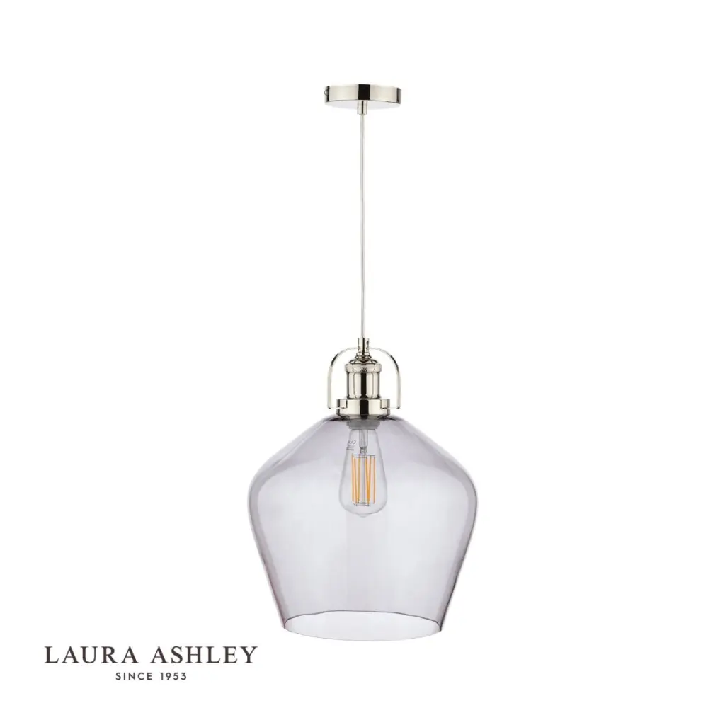 Rye Polished Nickel & Smoked Glass Pendant