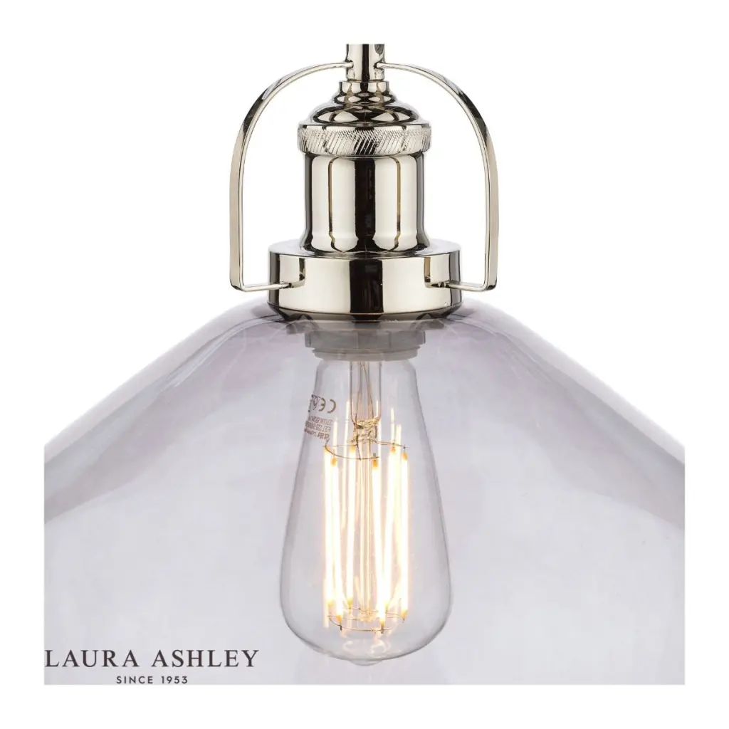 Rye Polished Nickel & Smoked Glass Pendant