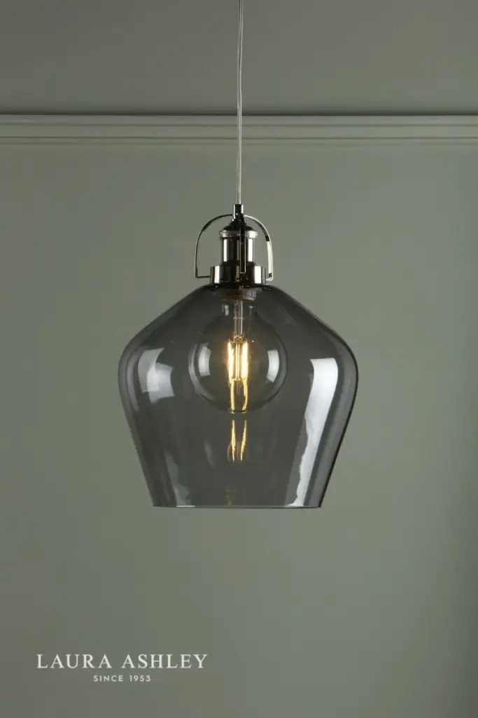 Rye Polished Nickel & Smoked Glass Pendant