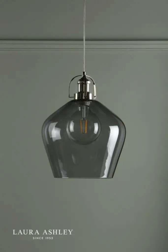 Rye Polished Nickel & Smoked Glass Pendant