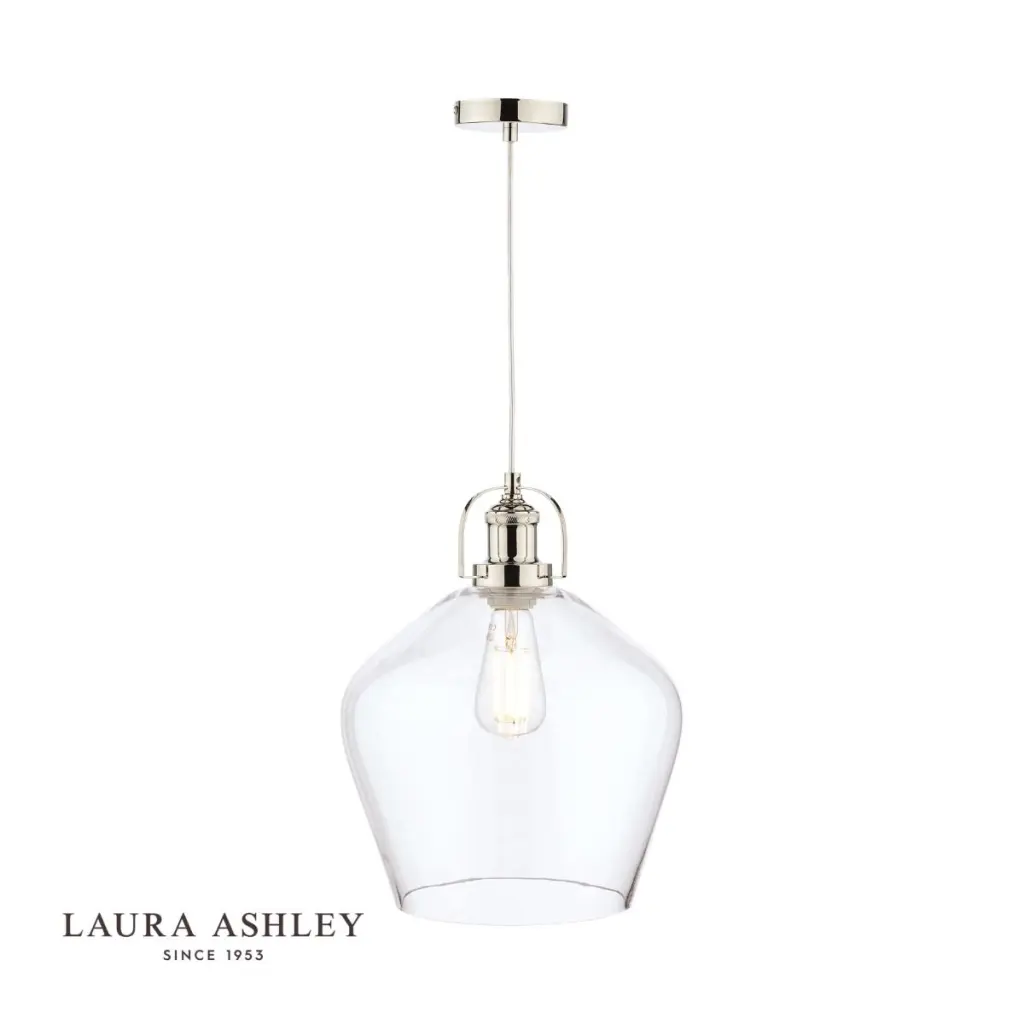 Rye Polished Nickel & Clear Glass Pendant