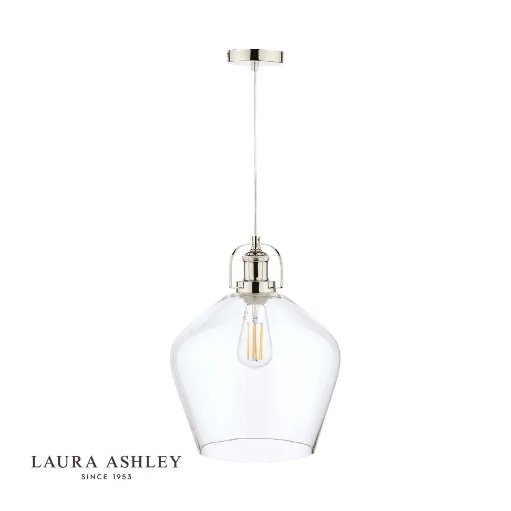 Rye Polished Nickel & Clear Glass Pendant