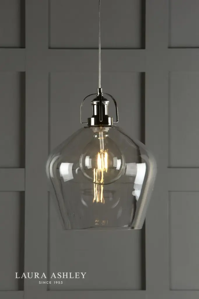 Rye Polished Nickel & Clear Glass Pendant