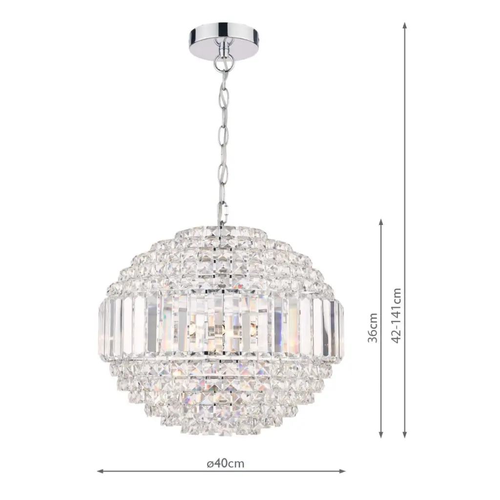Vienna 5lt Chandelier Crystal & Polished Chrome