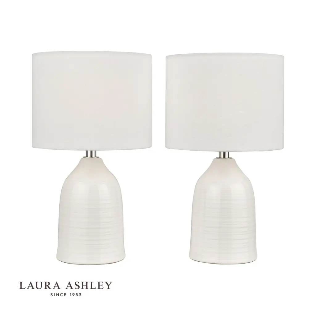 Penny Twin Pack Cream Table Lamps C/W Shade