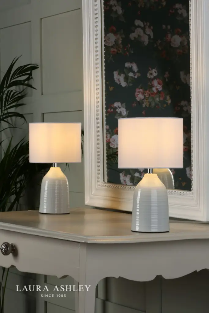Penny Twin Pack Cream Table Lamps C/W Shade