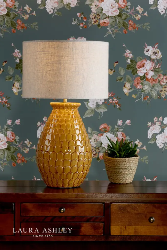 Liza Ceramic Table Lamp Orange C/W Shade