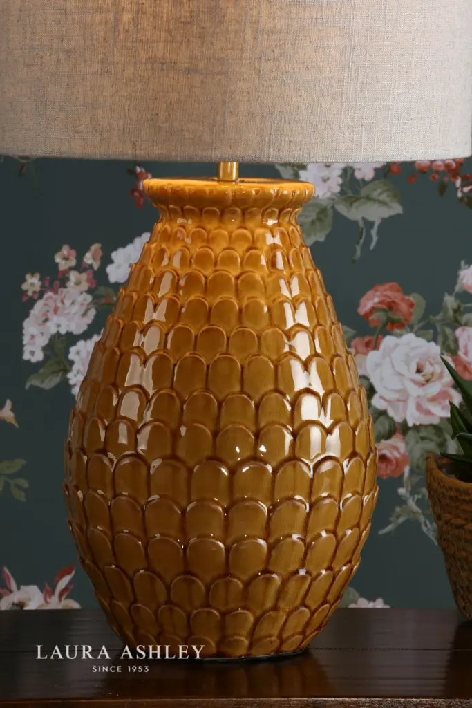 Liza Ceramic Table Lamp Orange C/W Shade