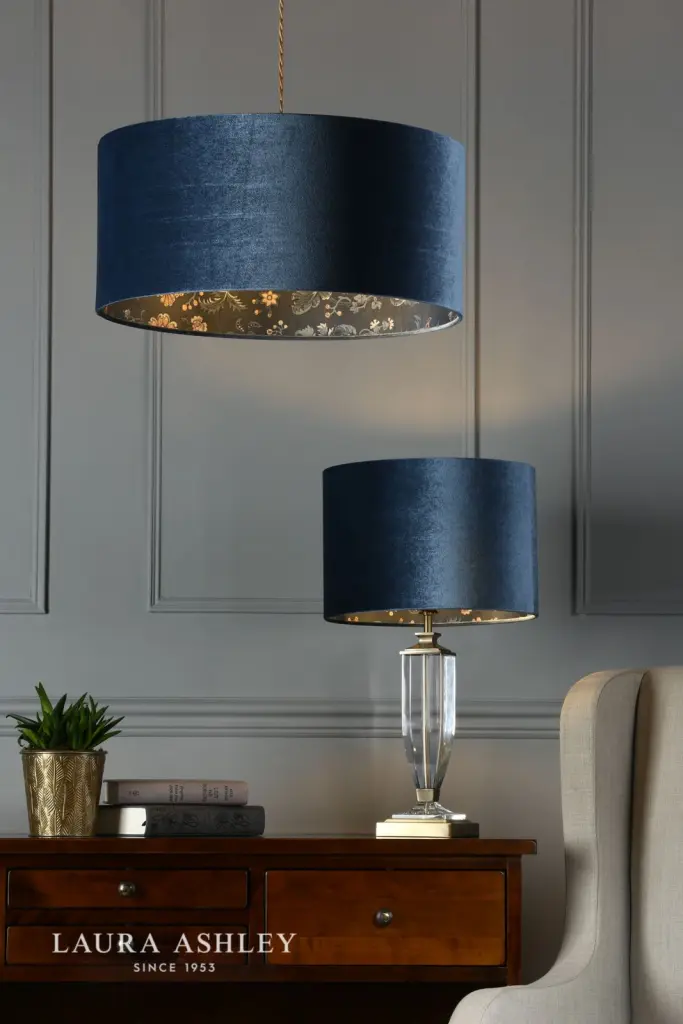 Portia Drum Blue Velvet Shade 300mm/ 12 Inch