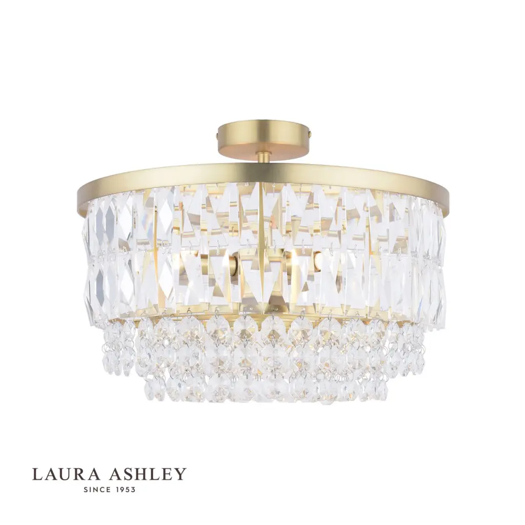 Rhosill 3 Light Semi Flush in Antique Brass