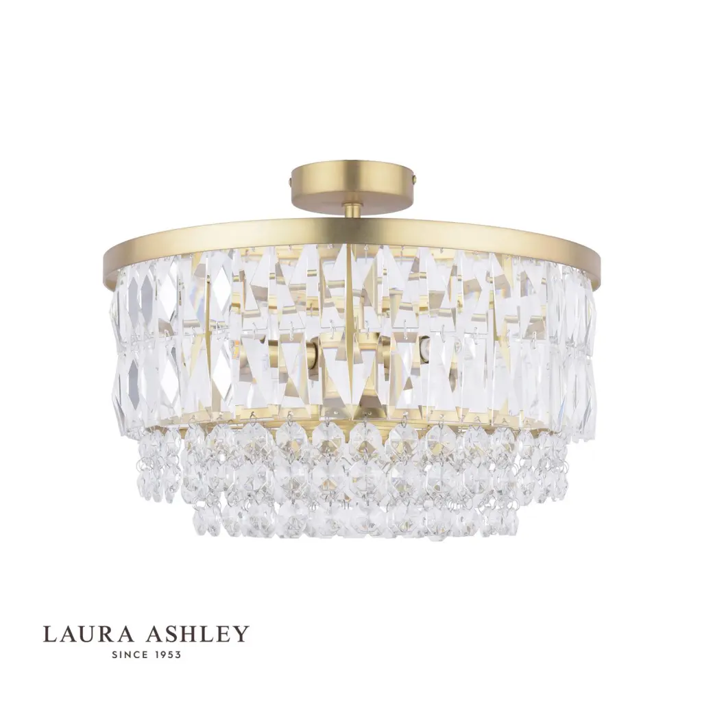 Rhosill 3 Light Semi Flush in Antique Brass