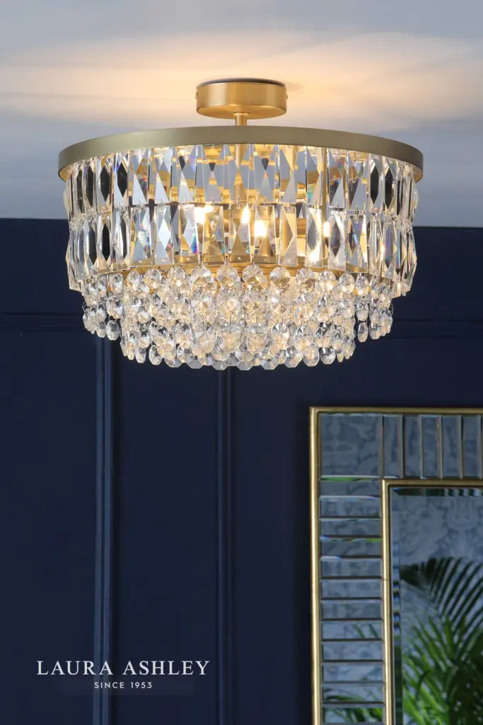 Rhosill 3 Light Semi Flush in Antique Brass