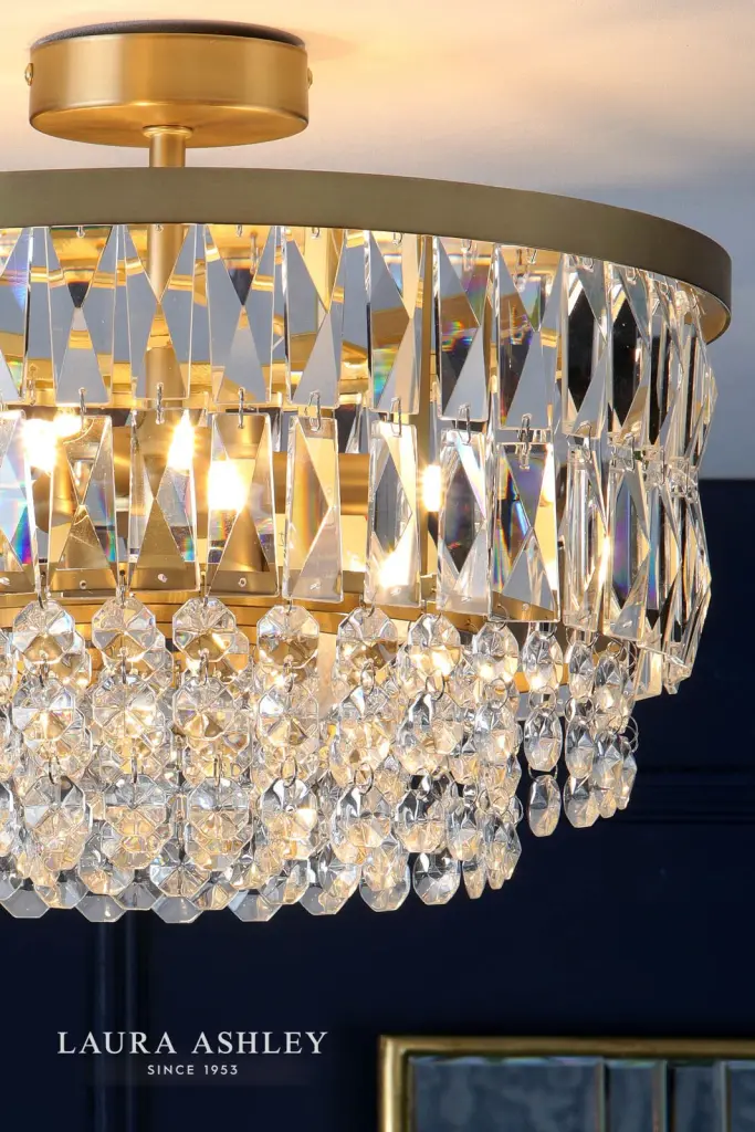 Rhosill 3 Light Semi Flush in Antique Brass