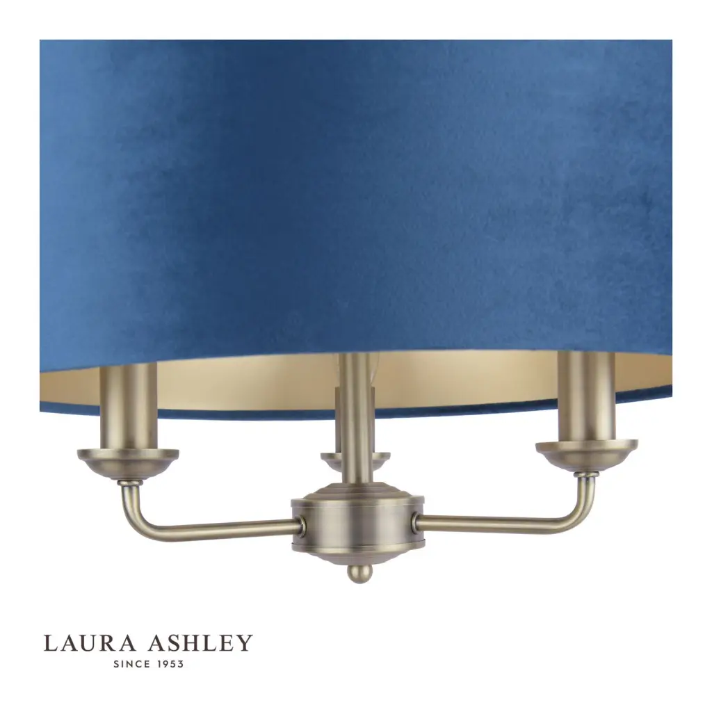 Sorrento 3 Light Pendant Matt Antique Brass & Blue Shade