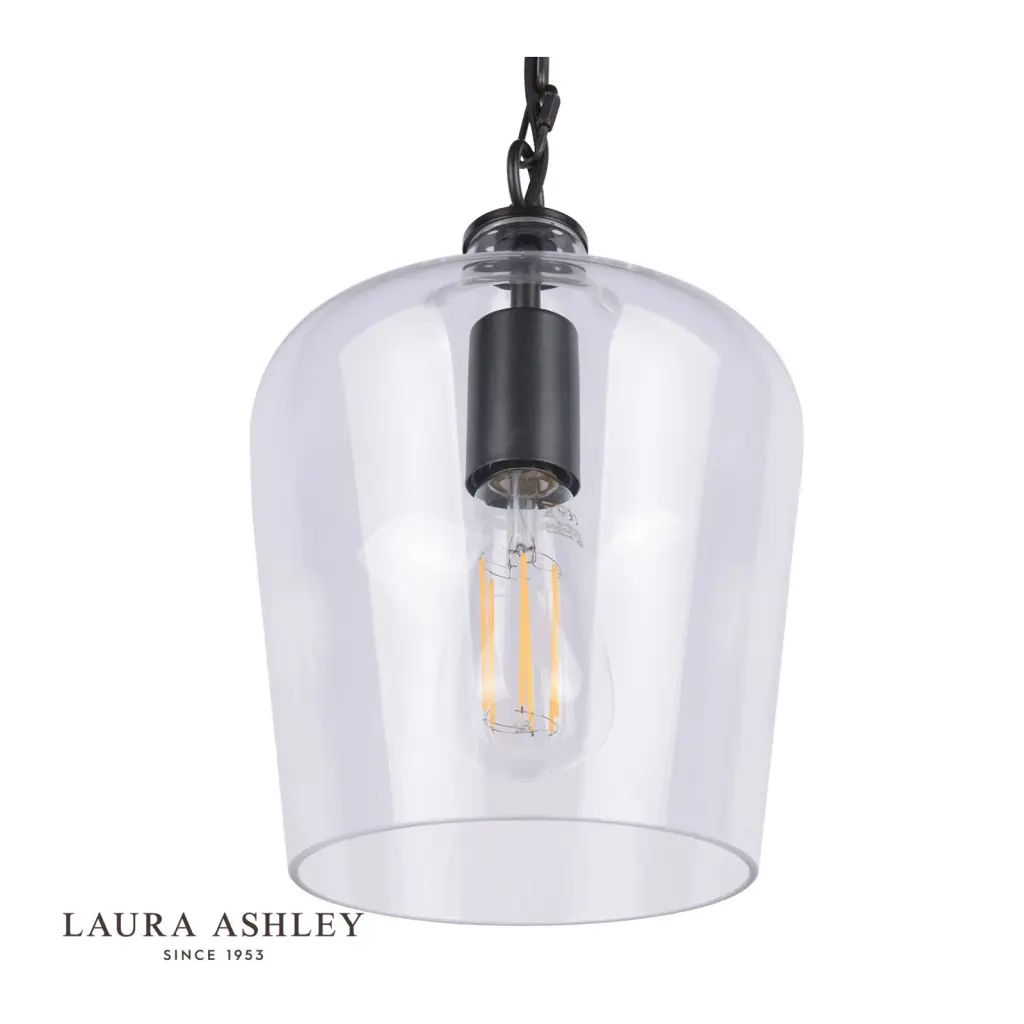 Ockley Matt Black & Clear Glass Pendant