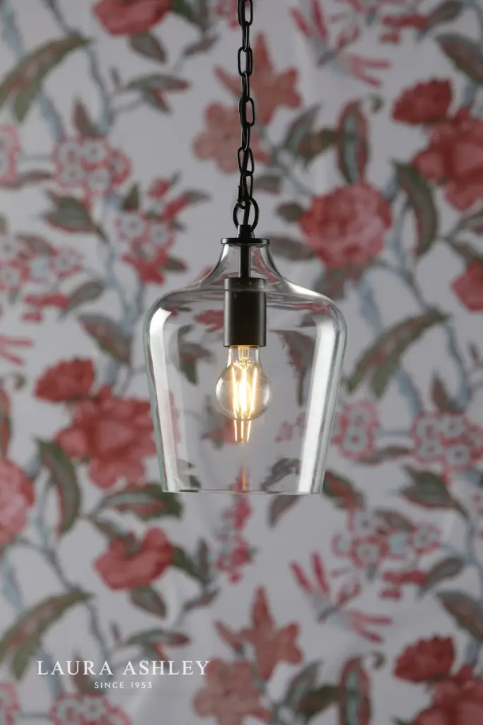 Ockley Matt Black & Clear Glass Pendant