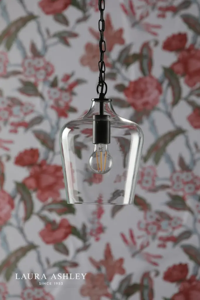 Ockley Matt Black & Clear Glass Pendant