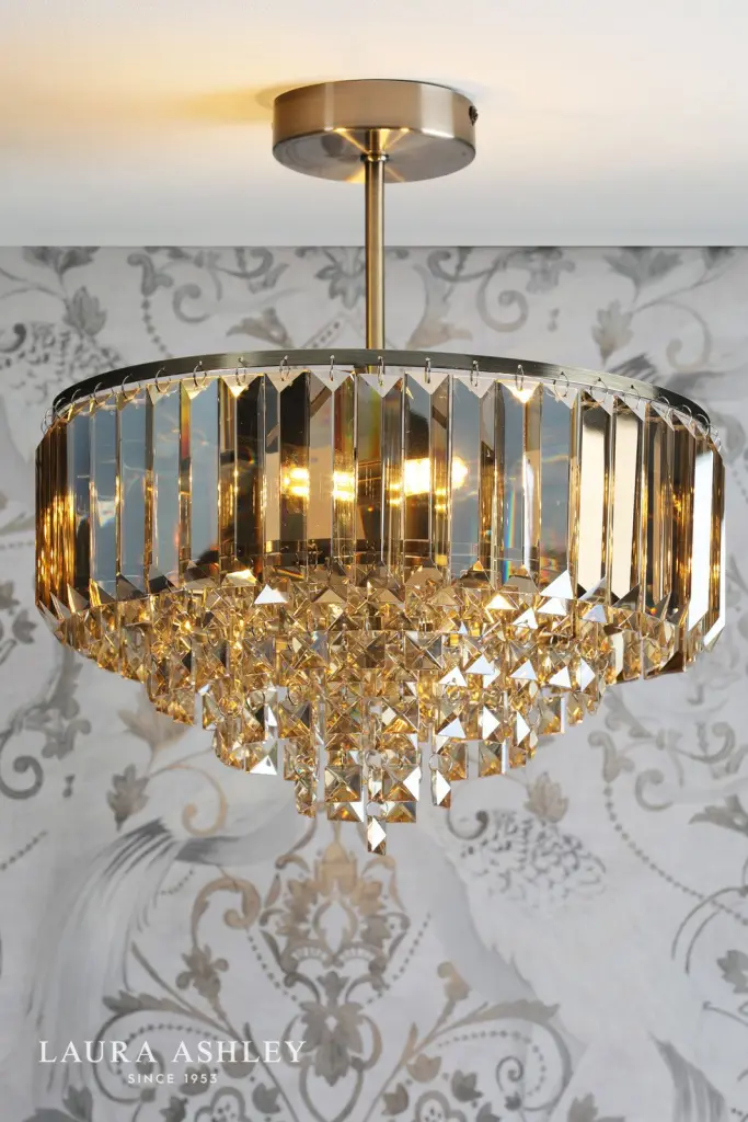 Vienna 3 Light Semi Flush Champagne Crystal