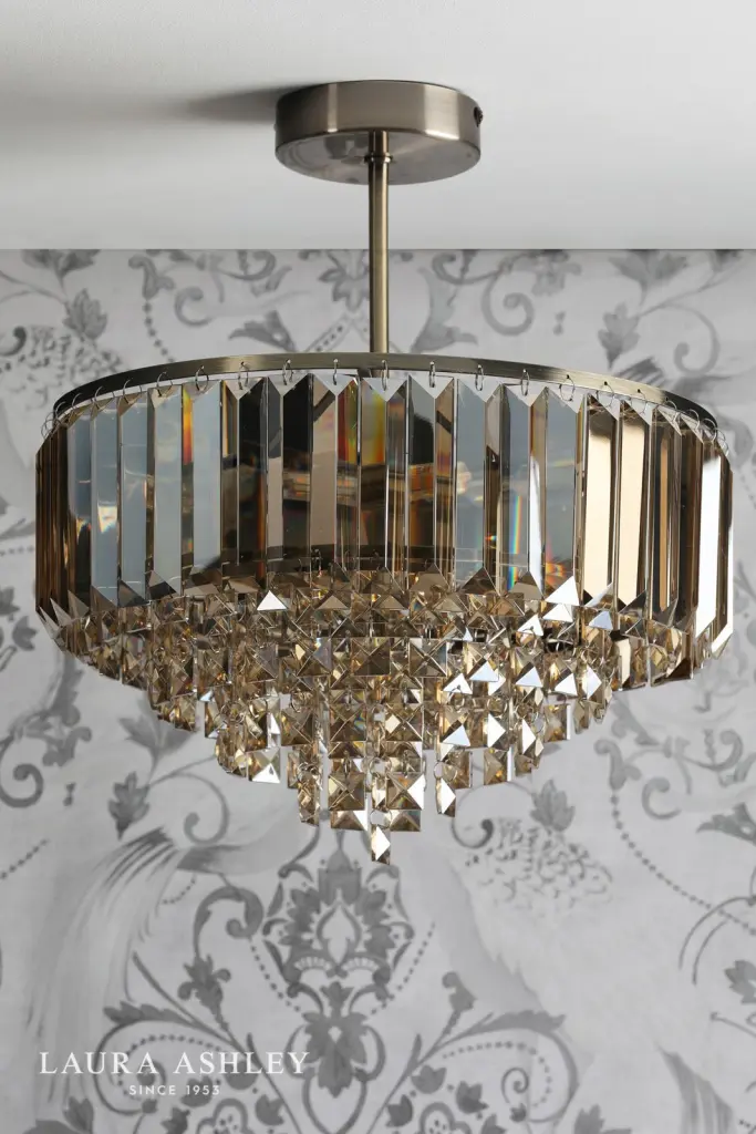 Vienna 3 Light Semi Flush Champagne Crystal