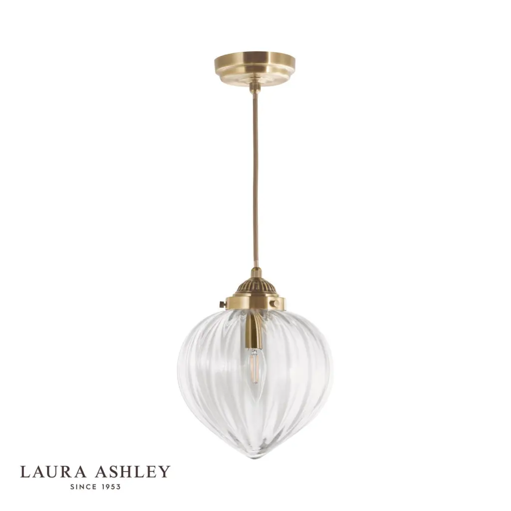 Whitham Antique Brass & Glass Single Pendant