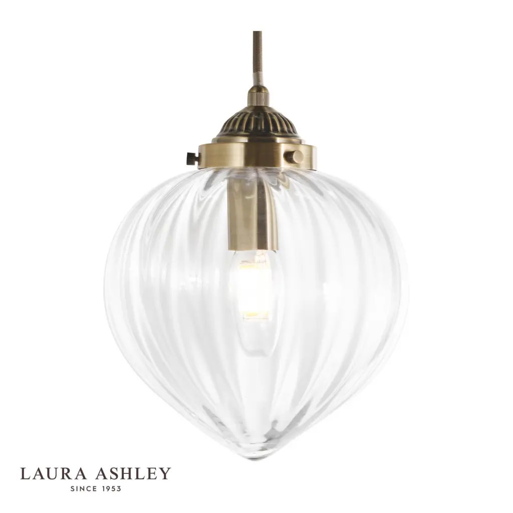 Whitham Antique Brass & Glass Single Pendant