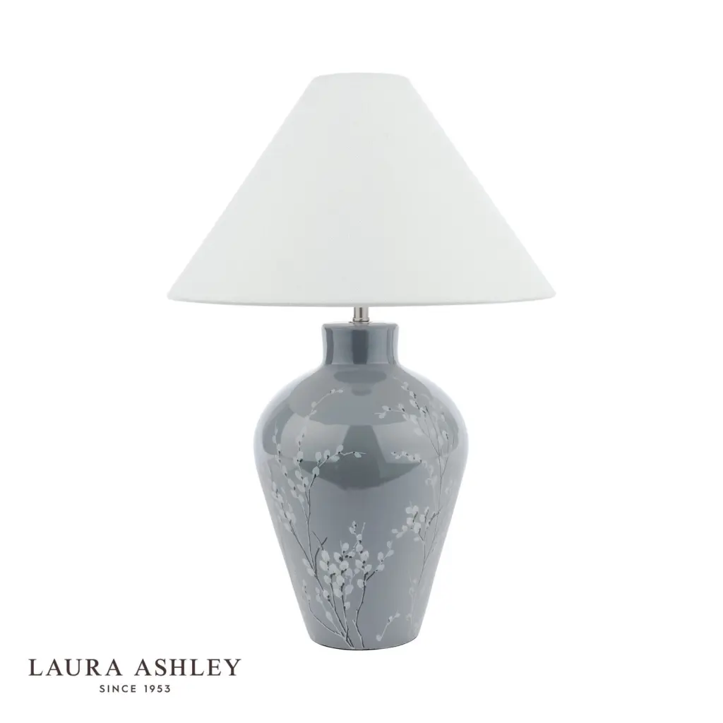 Pussywillow Grey Ceramic Table Lamp C/W Shade