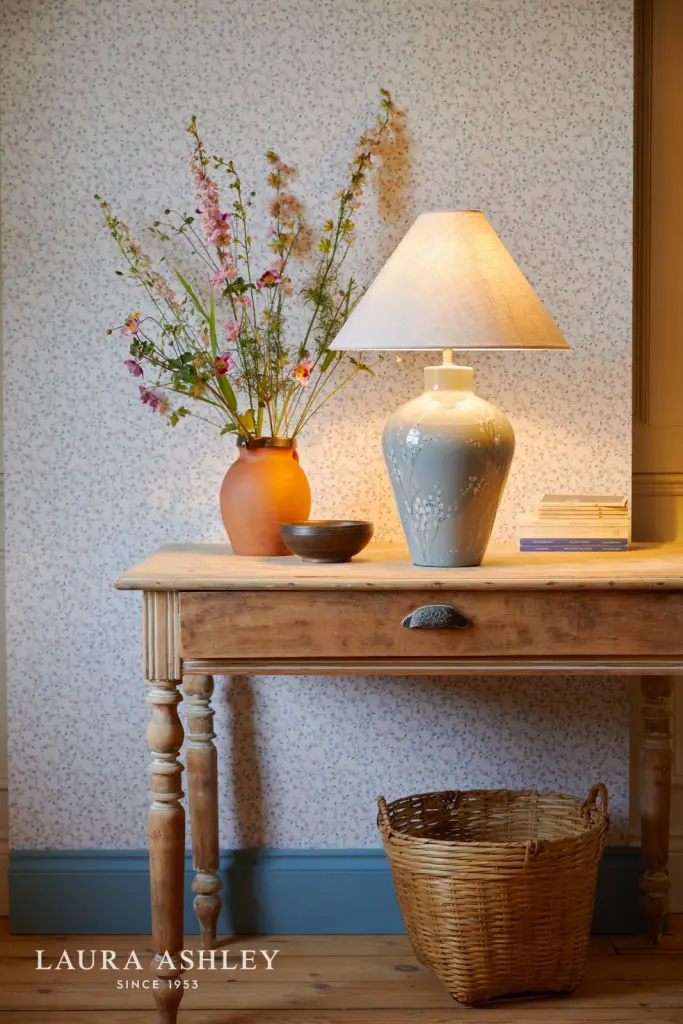 Pussywillow Grey Ceramic Table Lamp C/W Shade