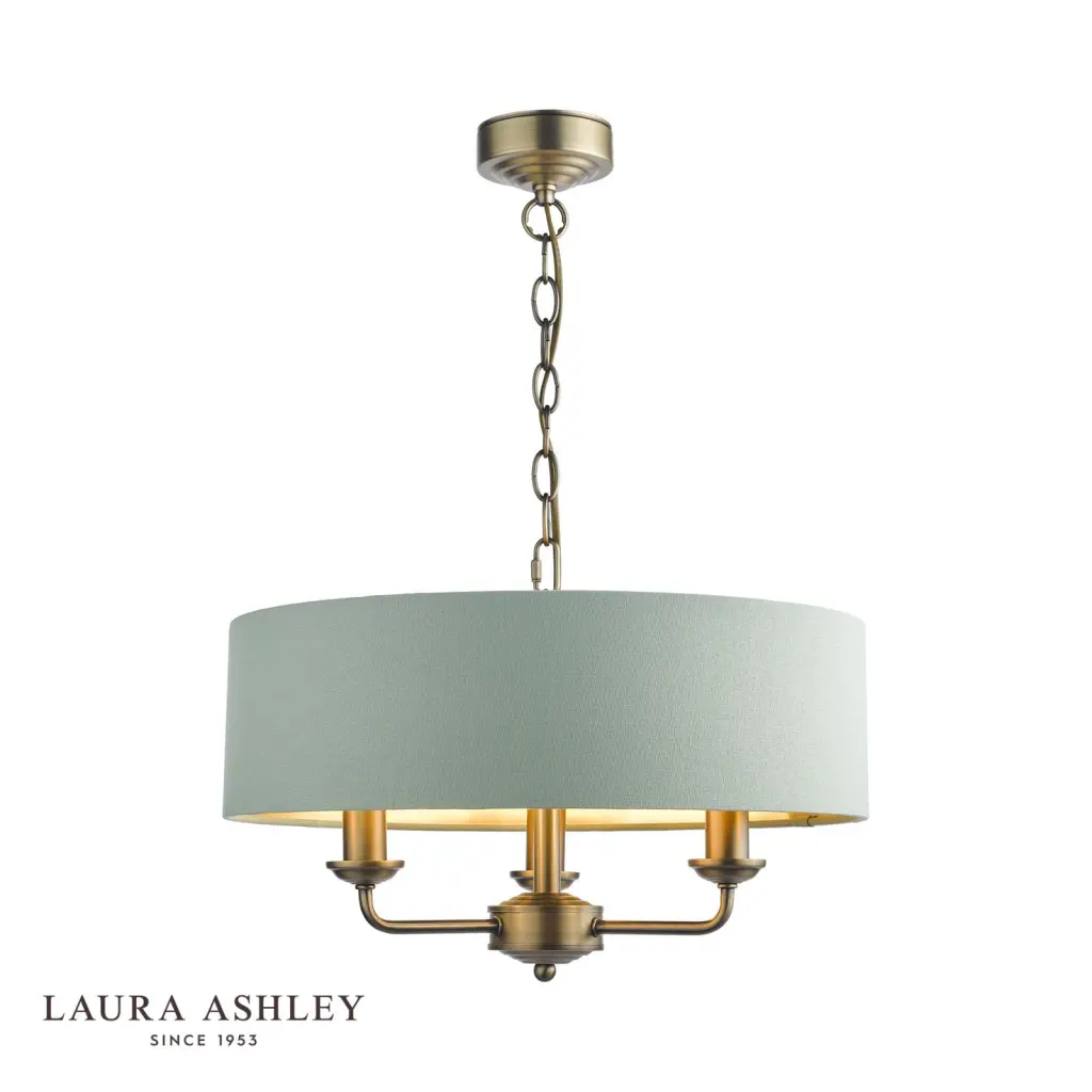 Sorrento 3 Light Shadelier Matt Antique Brass and Green Shade