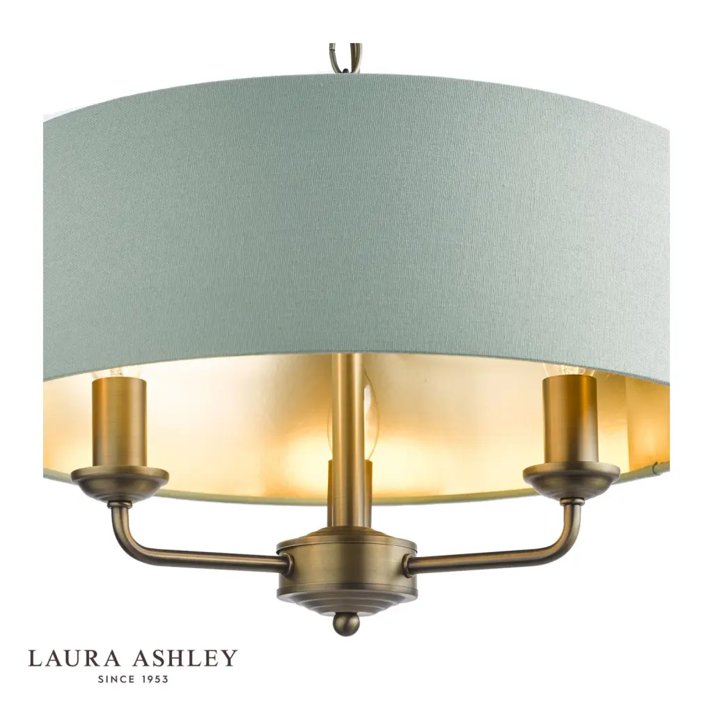Sorrento 3 Light Shadelier Matt Antique Brass and Green Shade