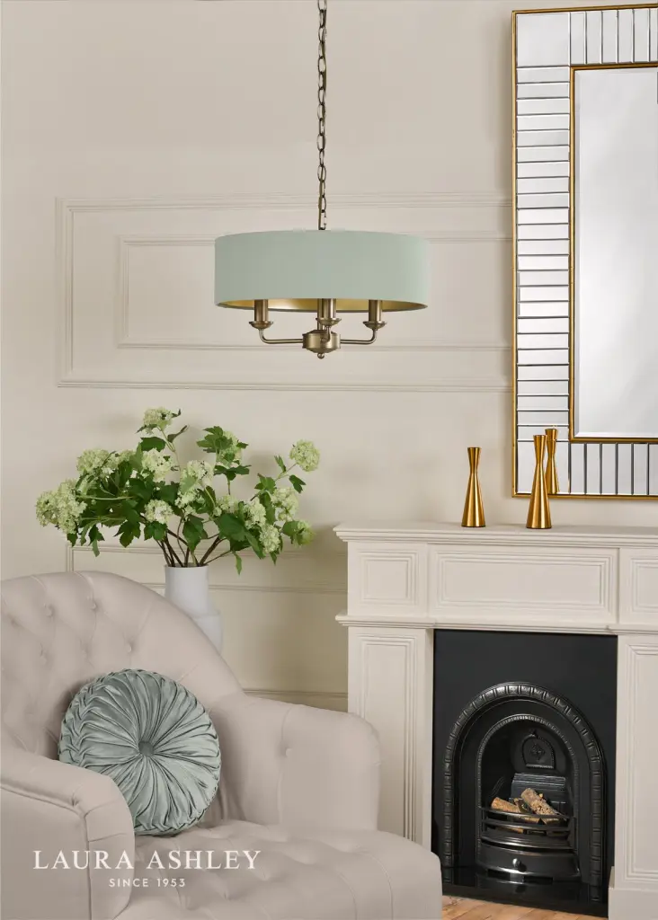 Sorrento 3 Light Shadelier Matt Antique Brass and Green Shade