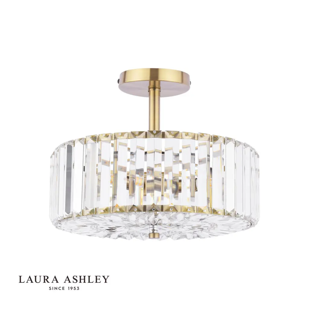 Fernhurst Antique Brass 3 Light Semi Flush Fitting