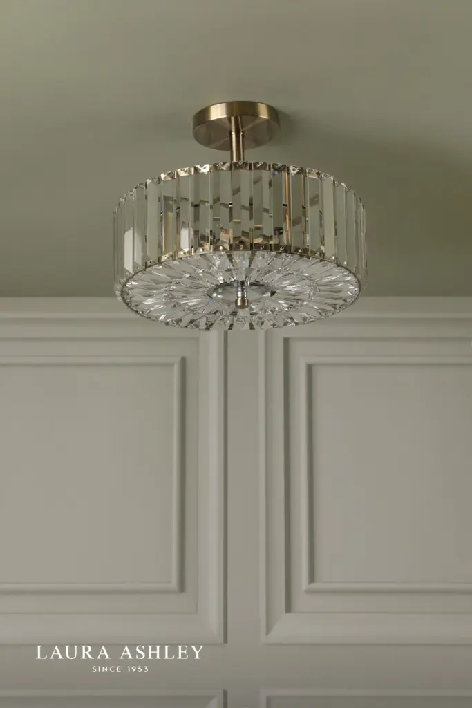 Fernhurst Antique Brass 3 Light Semi Flush Fitting