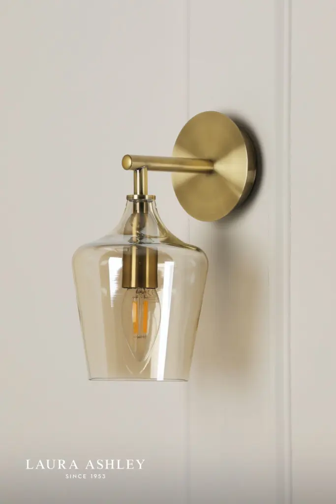 Ockley Antique Brass Wall Light with Champagne Glass