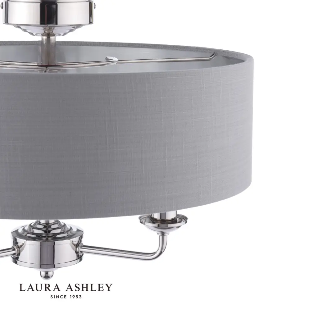 Sorrento Polished Nickel Semi Flush Light C/W Charcoal Shade