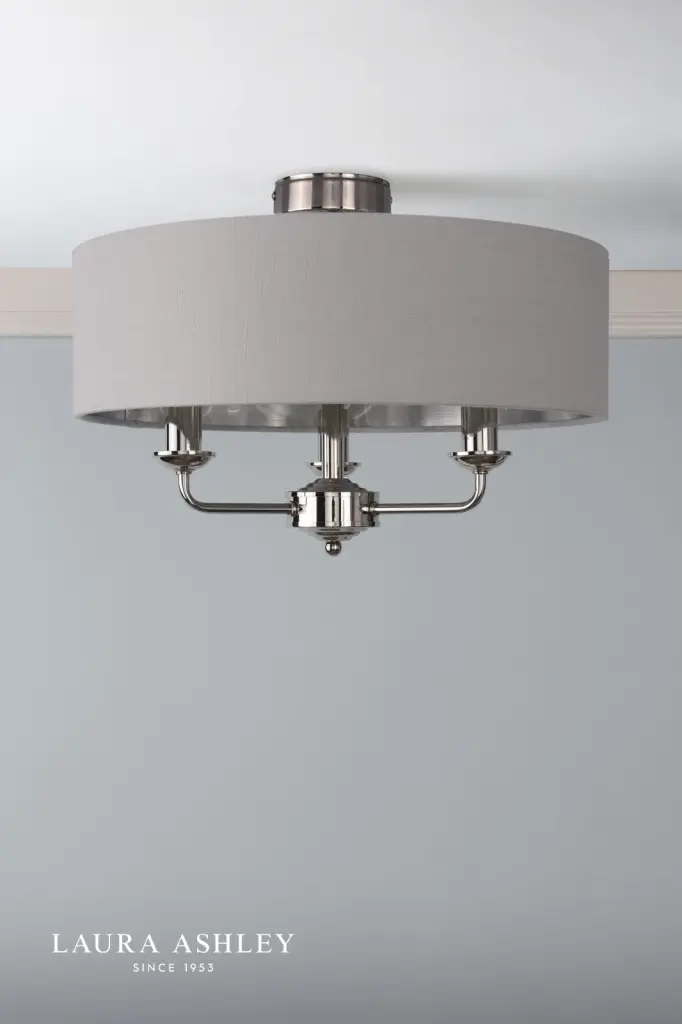 Sorrento Polished Nickel Semi Flush Light C/W Silver Shade