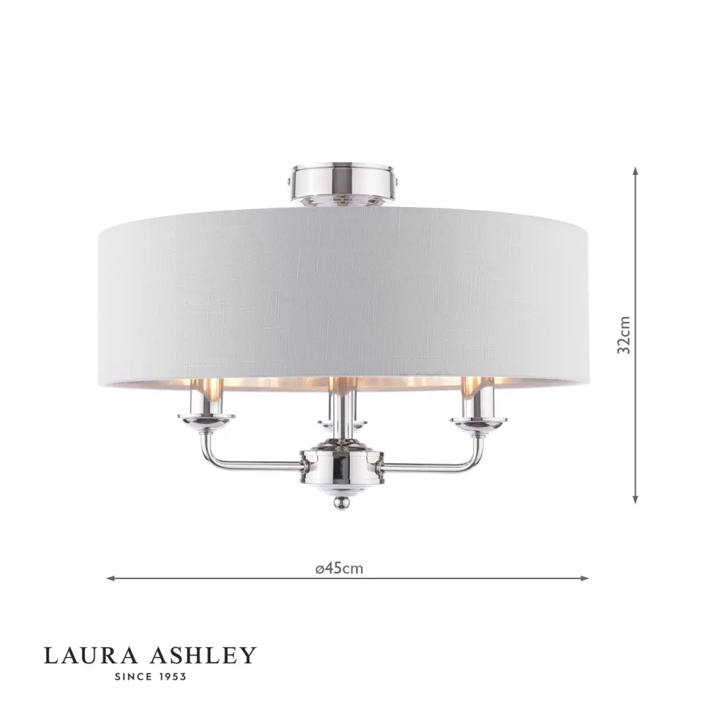 Sorrento Polished Nickel Semi Flush Light C/W Silver Shade