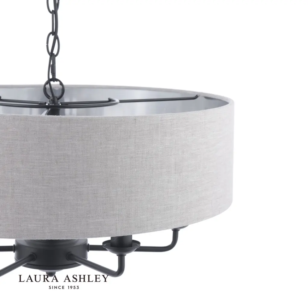 Sorrento 6 Light Pendant in Matt Black C/W Natural Shade