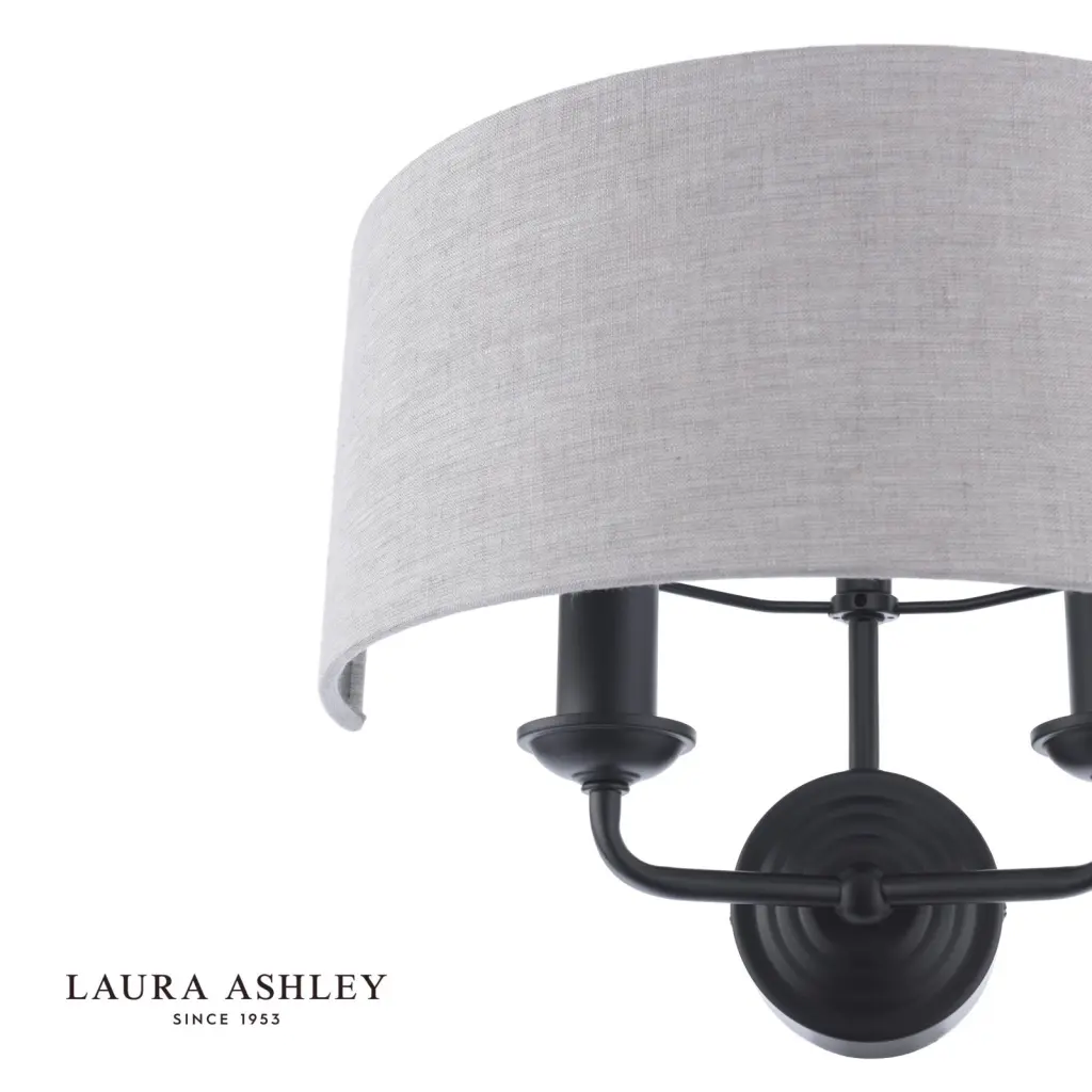 Sorrento Matt Black Wall Light with Natural Shade
