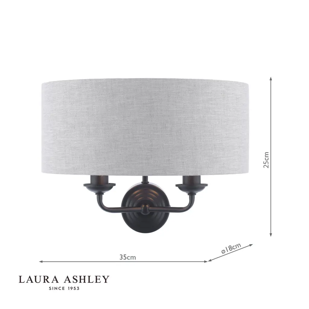 Sorrento Matt Black Wall Light with Natural Shade