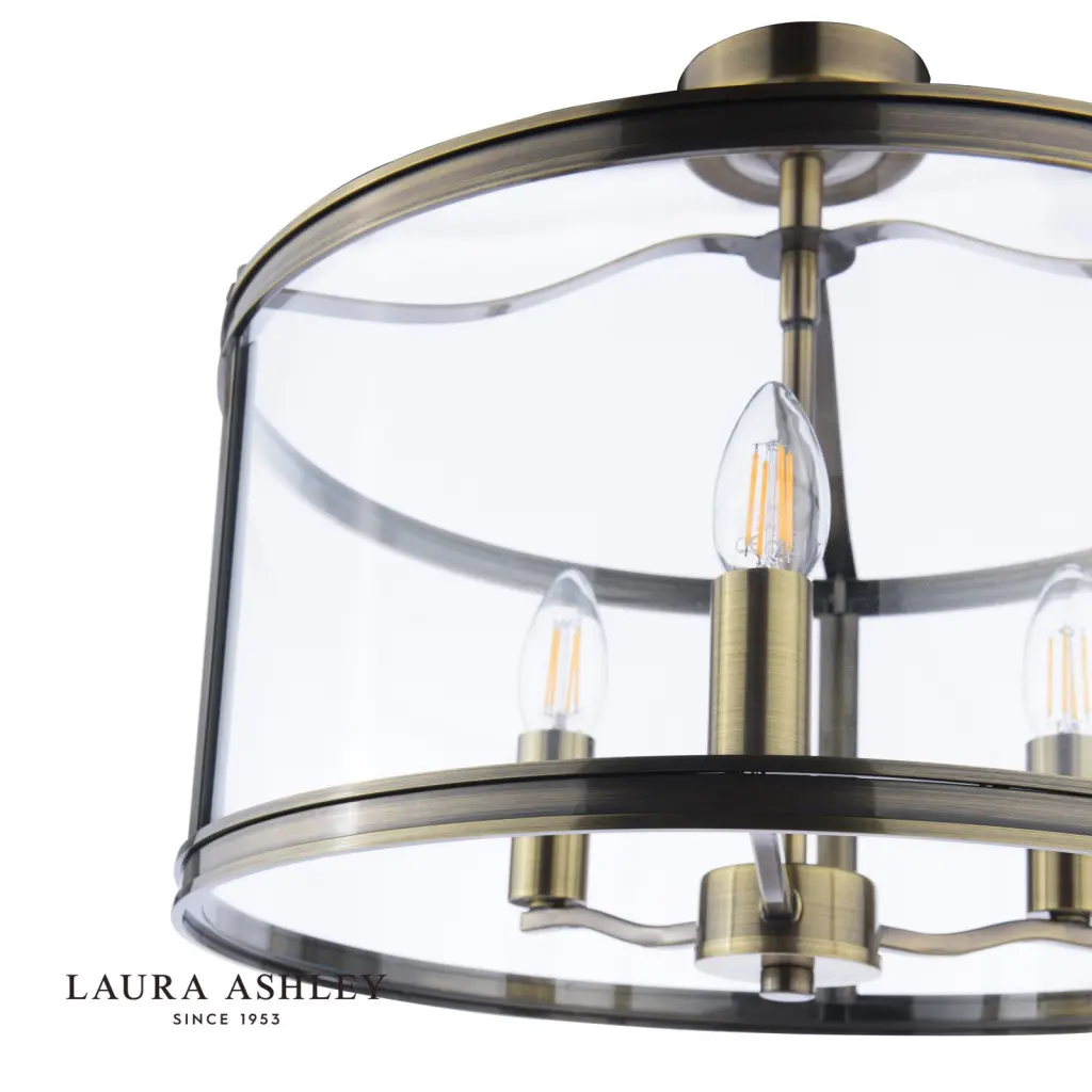 Harrington 3 Light Semi Flush in Antique Brass