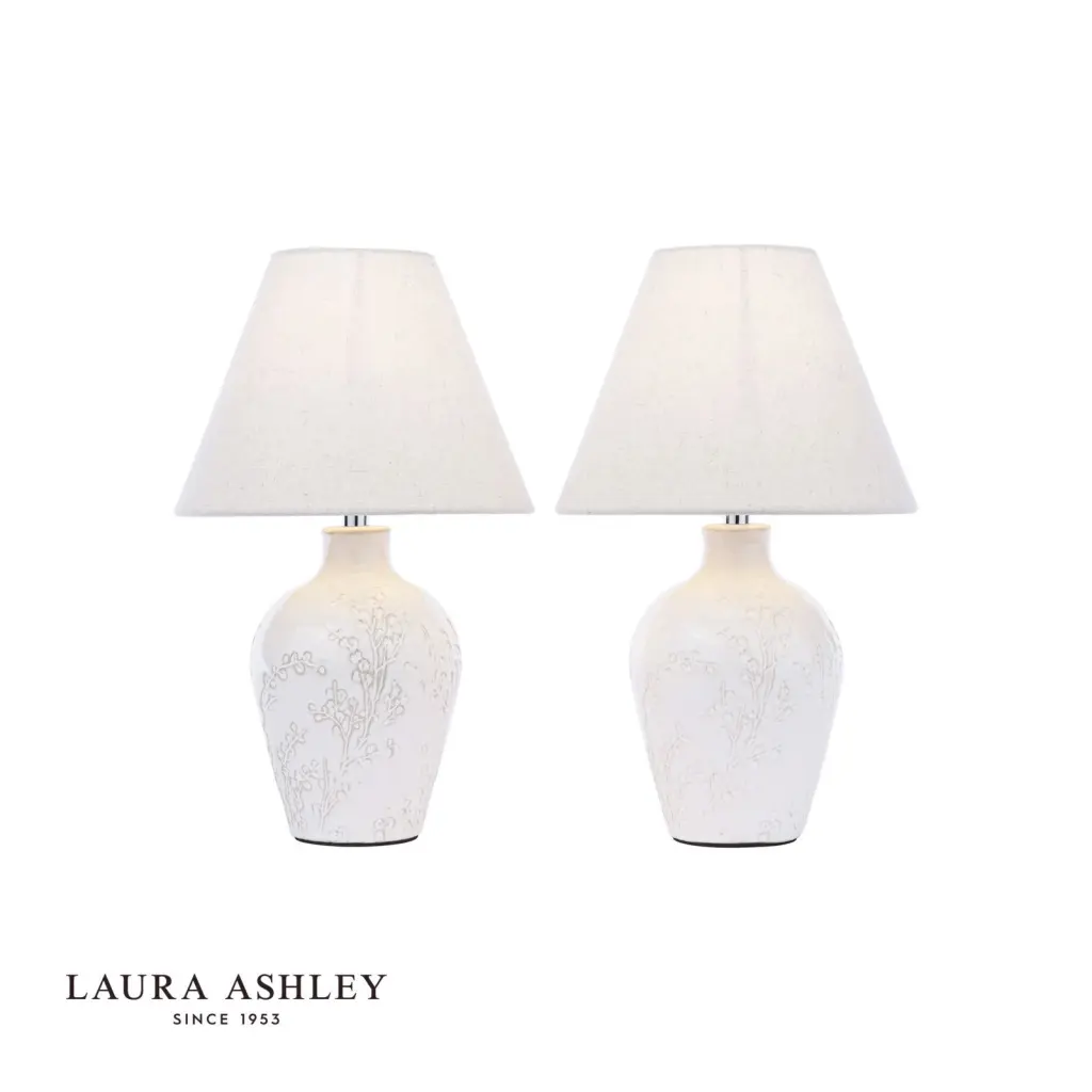 Pussywillow Twin Pack Cream Table Lamp C/W Shades