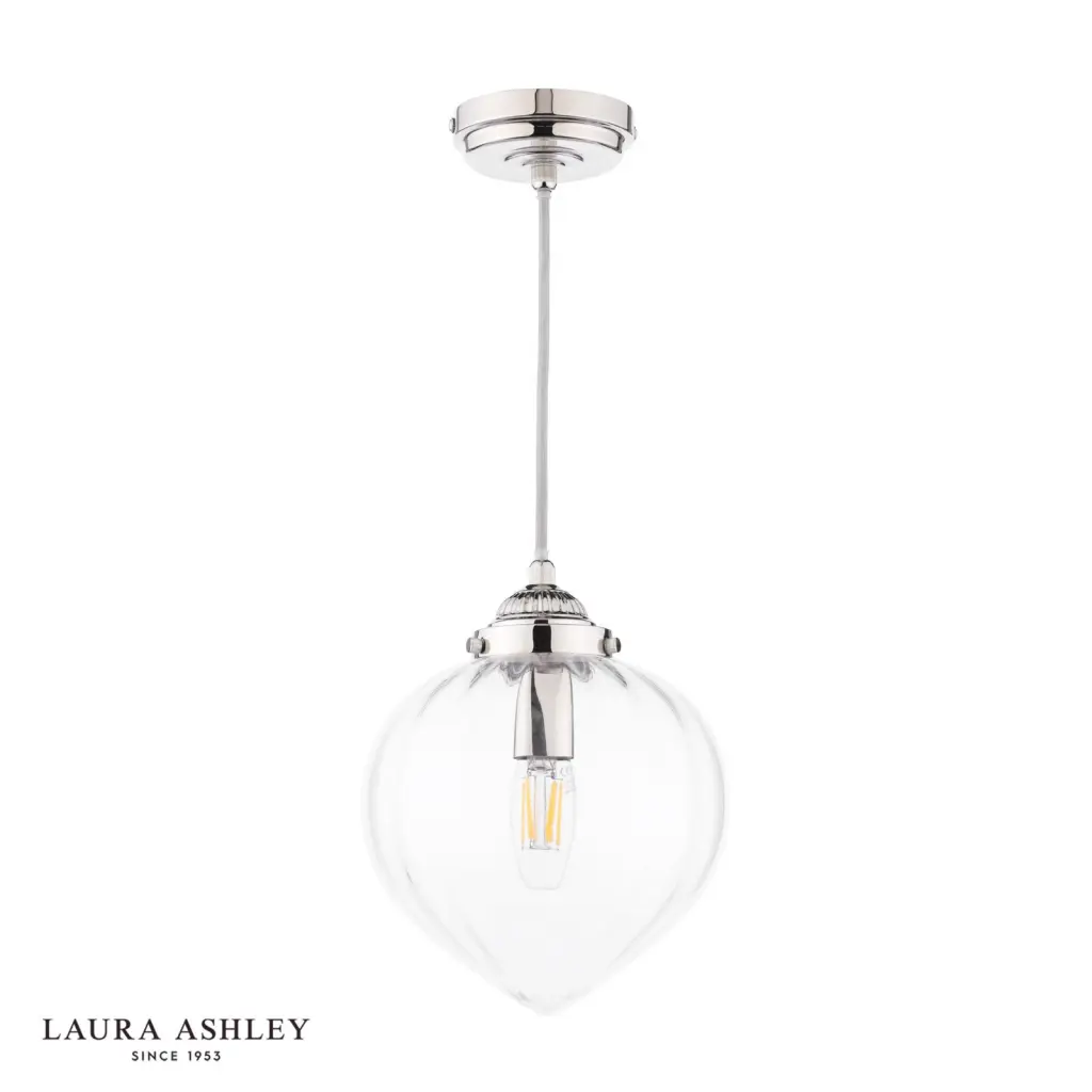 Whitham Polished Nickel & Glass Single Pendant