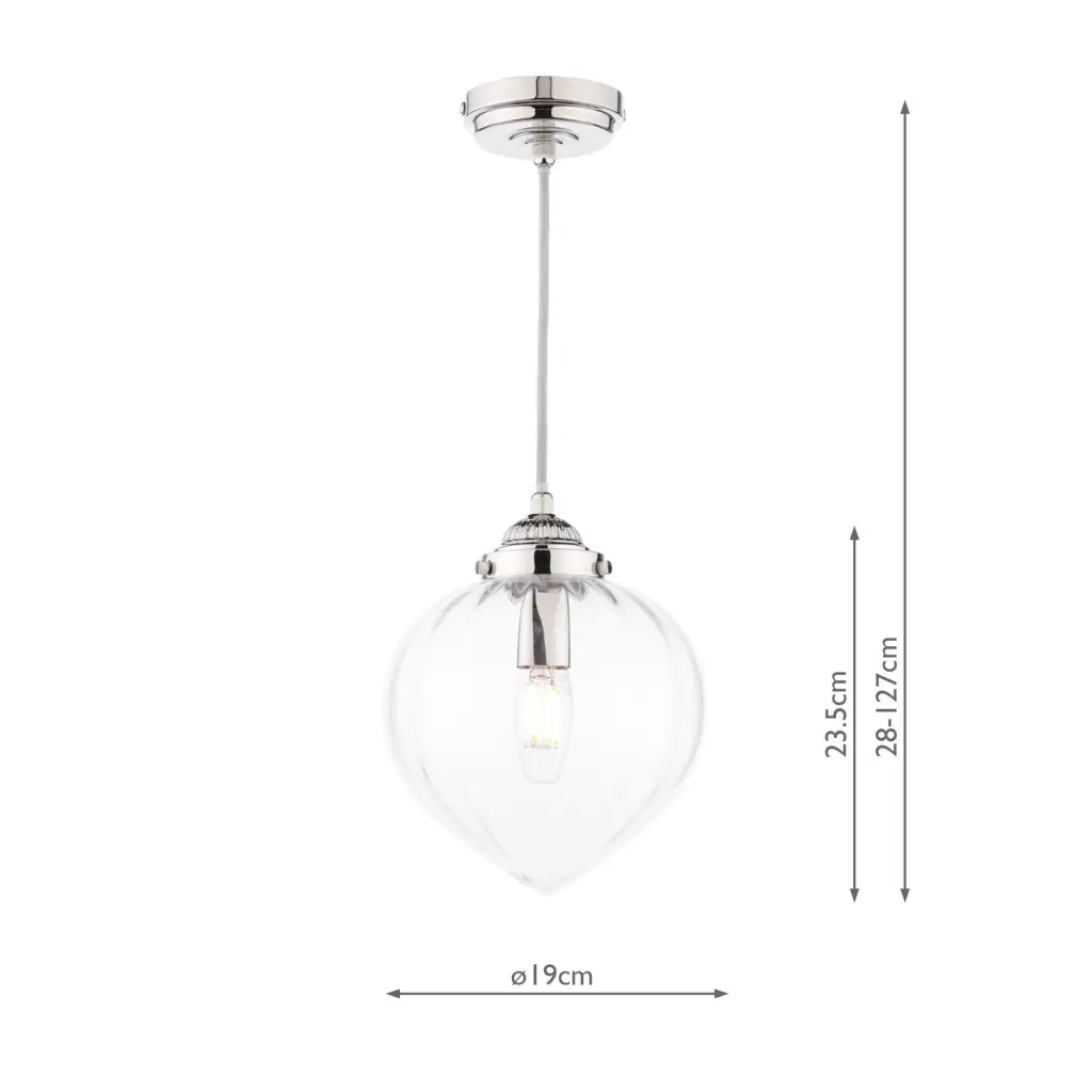 Whitham Polished Nickel & Glass Single Pendant