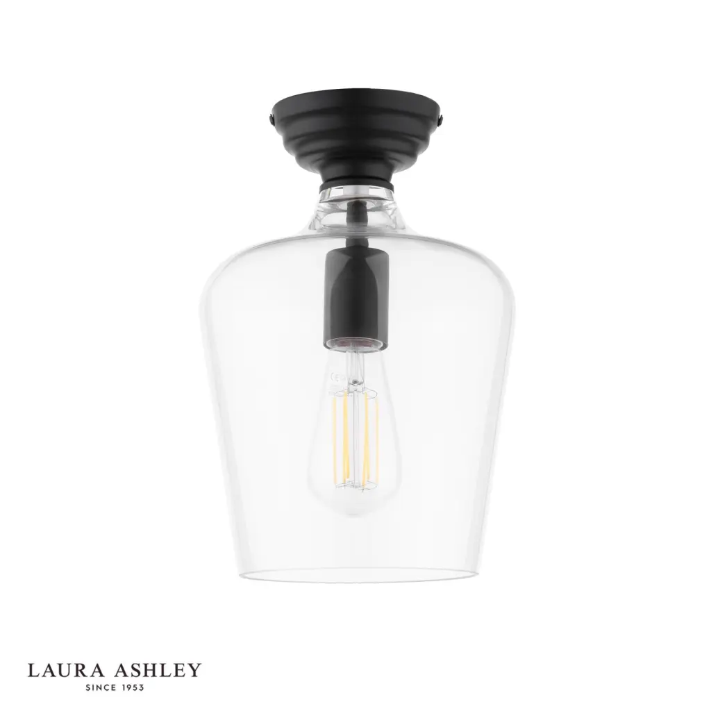 Ockley Matt Black Semi Flush Fitting C/W Clear Glass