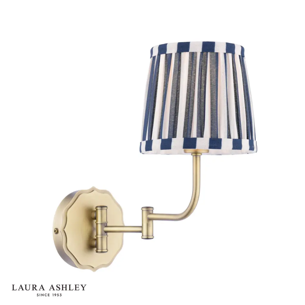 Denwick Antique Brass Wall Light C/W Blue Shade
