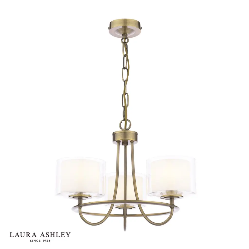 Southwell 3 Light Pendant in Antique Brass & Opal Glass