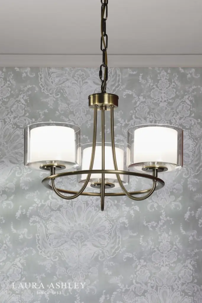 Southwell 3 Light Pendant in Antique Brass & Opal Glass