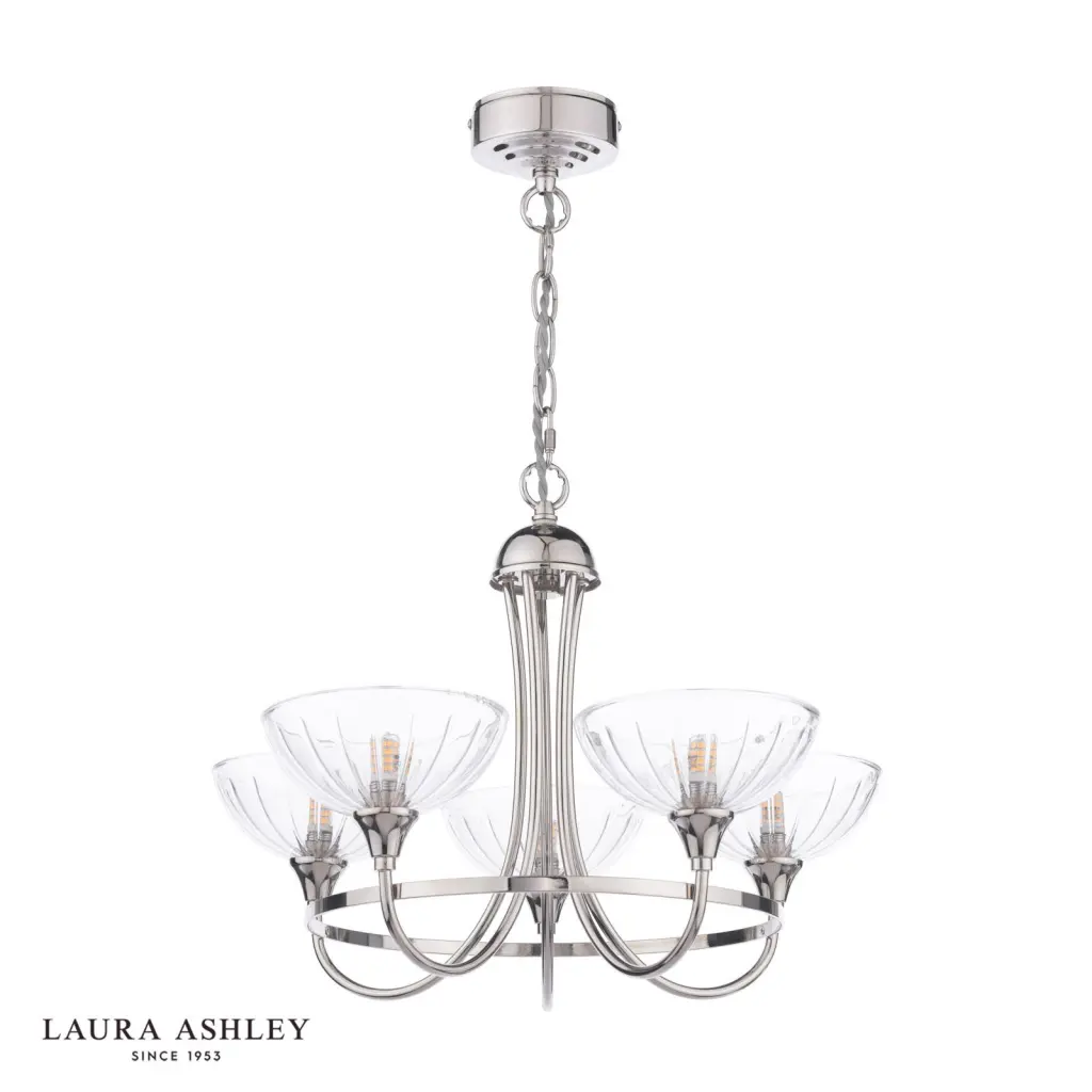 Wellham 5 Light Polished Nickel Pendant