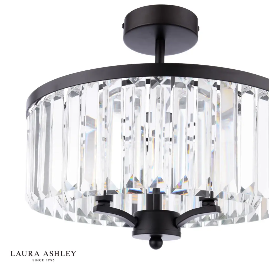 Elkwood 3 Light Semi Flush Fitting in Black