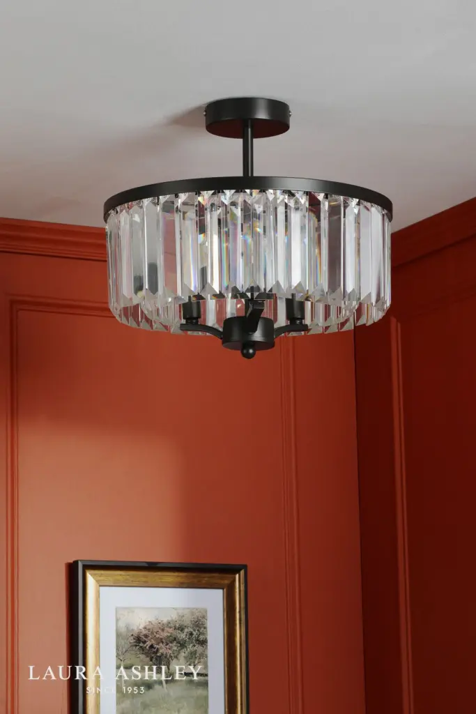 Elkwood 3 Light Semi Flush Fitting in Black